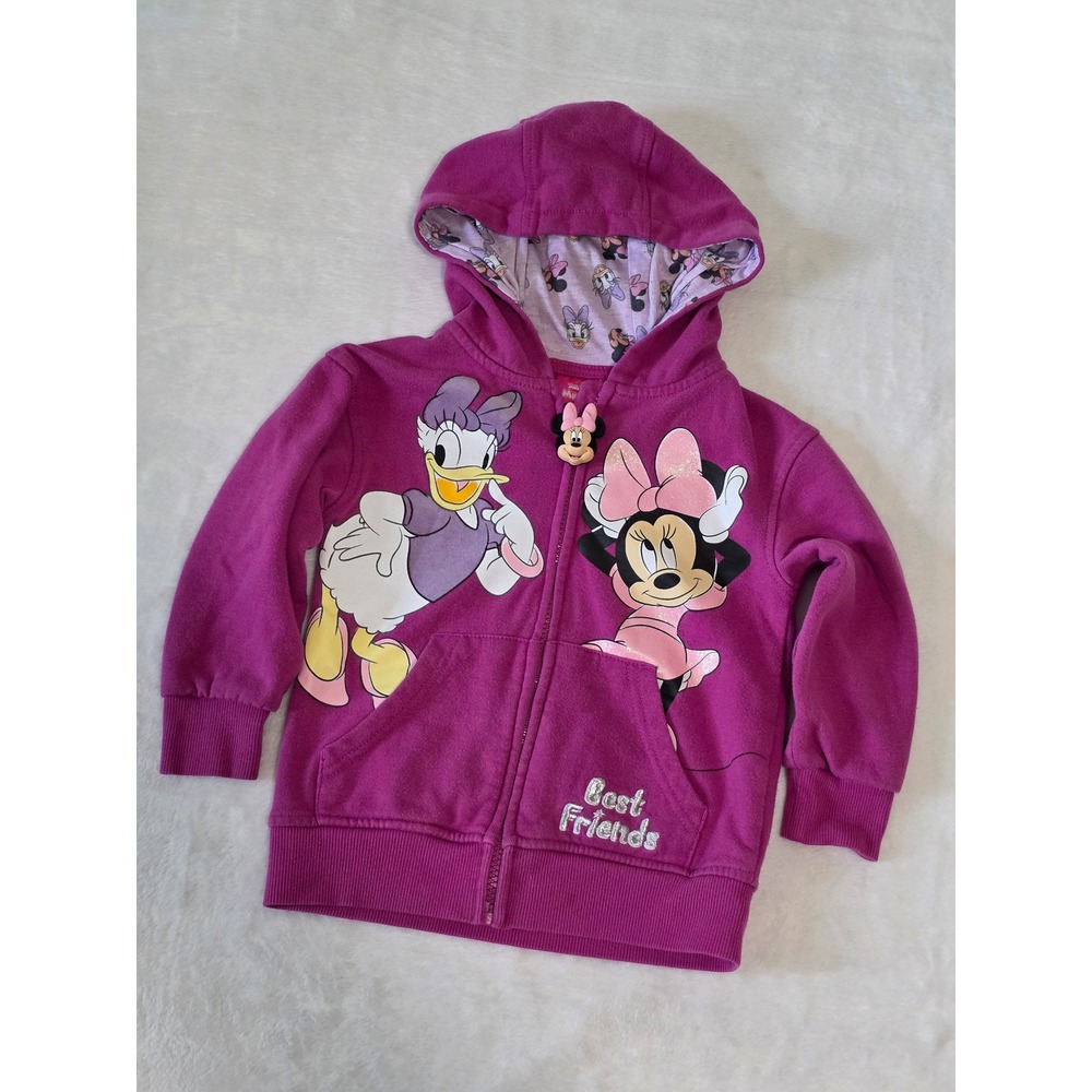 Disney Minnie Mouse Daisy Duck Best Friends Zip Hoodie Girls 4 Fuchsia Pink